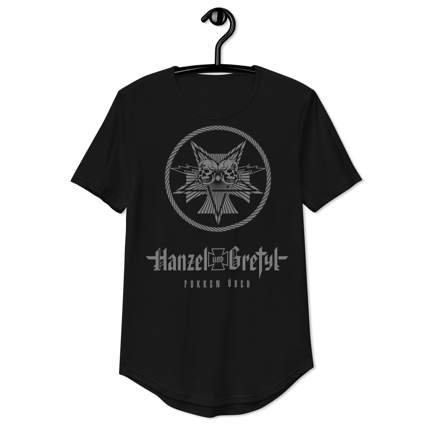 Basic Witch Evil Übergram T-Shirt mit abgerundetem Saum