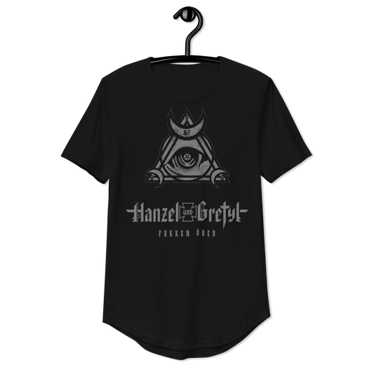 Basic Hexe Evil Eye Unisex T-Shirt mit abgerundetem Saum